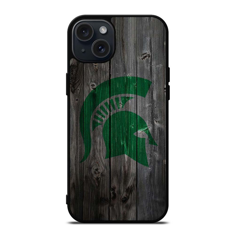 MICHIGAN STATE SPARTANS WOODEN LOGO iPhone 15 Plus Case