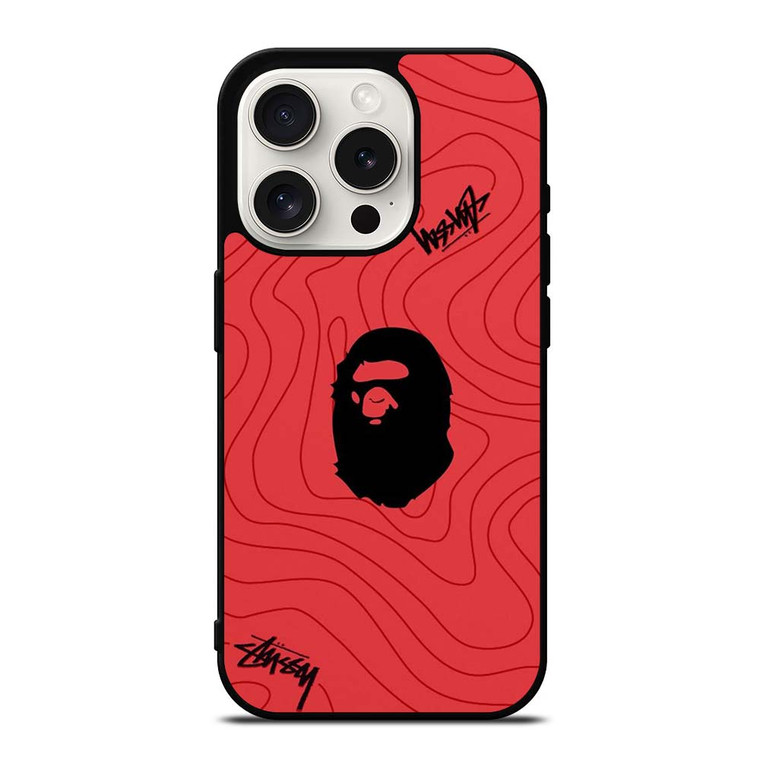 BATHING APE BAPE STUSSY LOGO iPhone 15 Pro Case