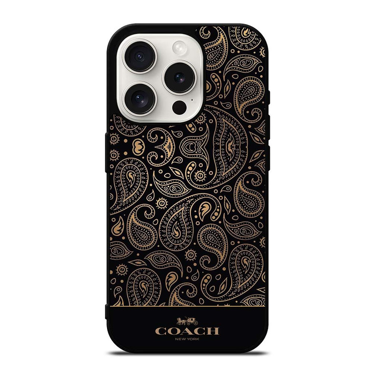 COACH NEW YORK LOGO BATIK BLACK PATTERN iPhone 15 Pro Case