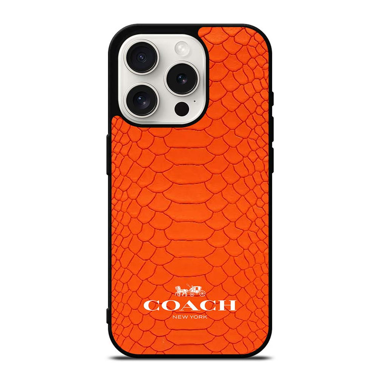 COACH NEW YORK LOGO ORANGE SNAKE iPhone 15 Pro Case