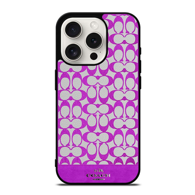 COACH NEW YORK LOGO PATTERN PURPLE EMBLEM iPhone 15 Pro Case