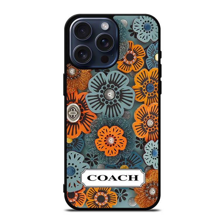 COACH NEW YORK LOGO TEA ROSE PATTERN iPhone 15 Pro Max Case
