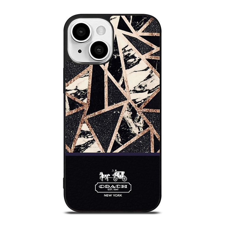 COACH NEW YORK GOLD BLACK TEXTURE iPhone 13 Mini Case