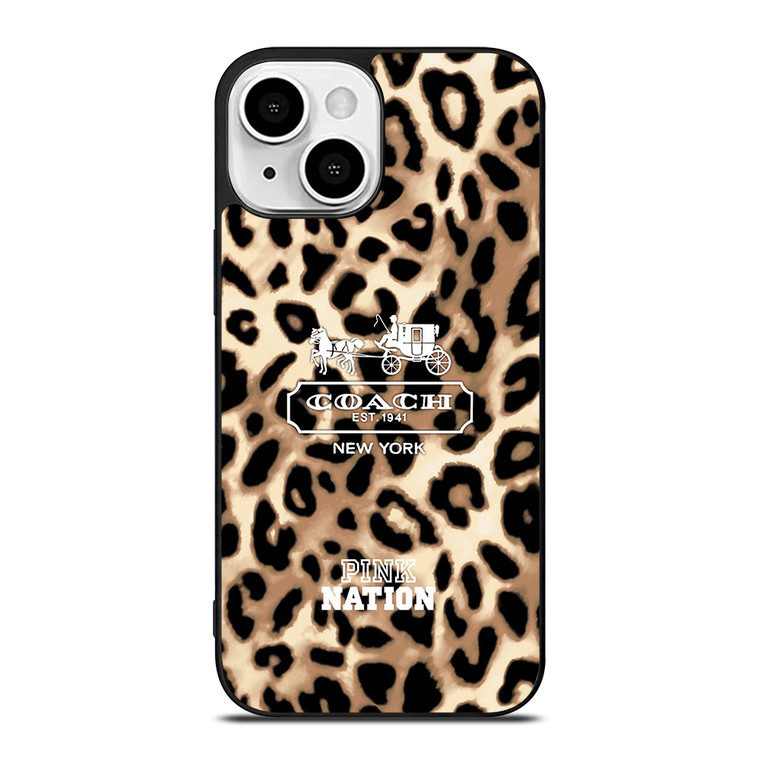 COACH NEW YORK PINK NATION LEPOARD iPhone 13 Mini Case COACH NEW YORK PINK NATION LEPOARD iPhone 13 Mini Case