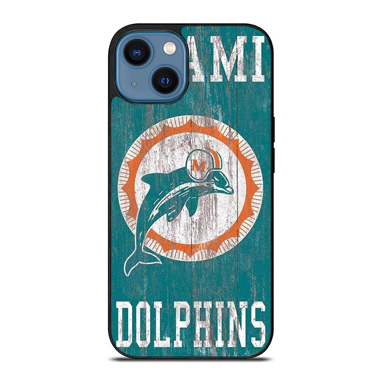 MIAMI DOLPHINS WOODEN LOGO.jpg iPhone 14 Case