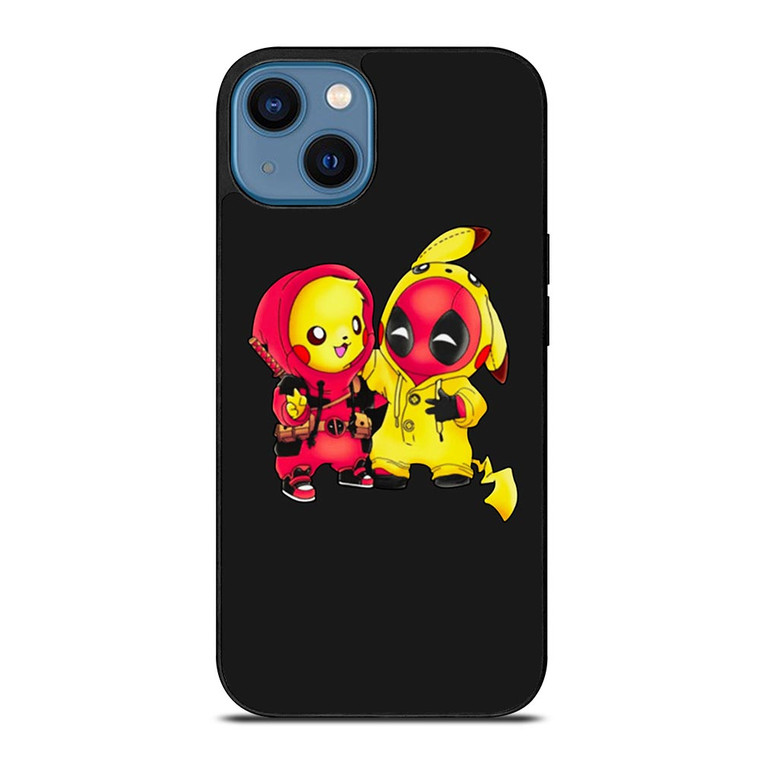 PIKACHU POKEMON AND DEADPOOL.jpg iPhone 14 Case