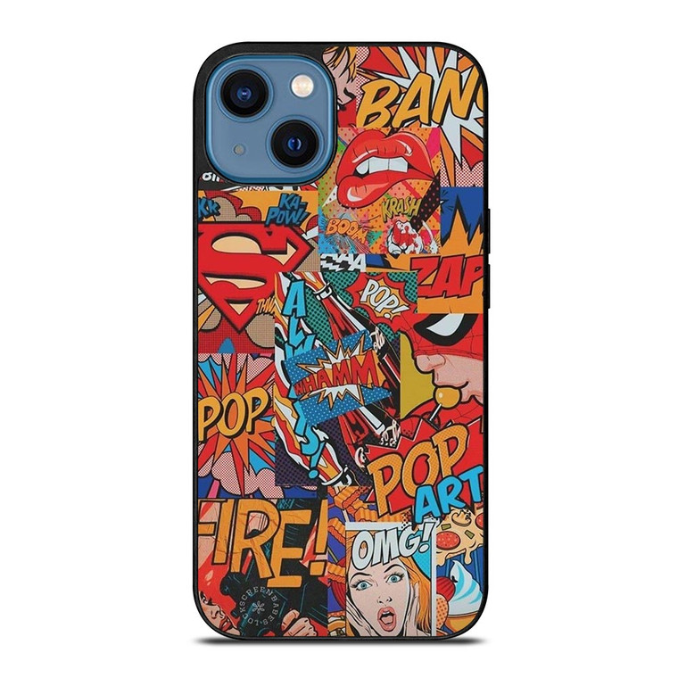 SUPERHERO DC MARVEL POP ART.jpg iPhone 14 Case