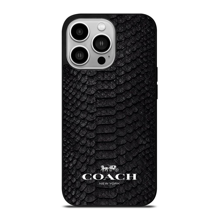 COACH NEW YORK LOGO BLACK SNAKE iPhone 14 Pro Case
