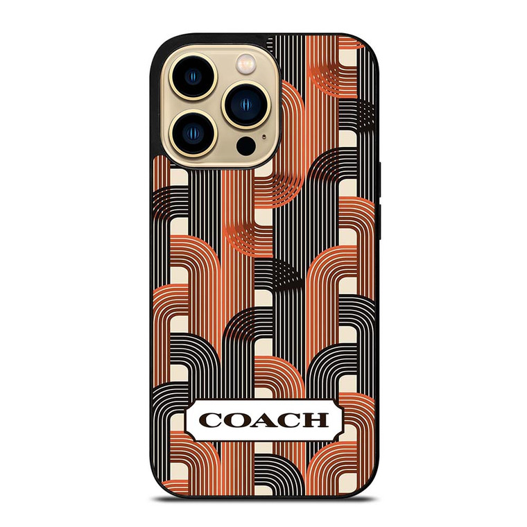 COACH NEW YORK LOGO BLACK BROWN PATTERN iPhone 14 Pro Max Case