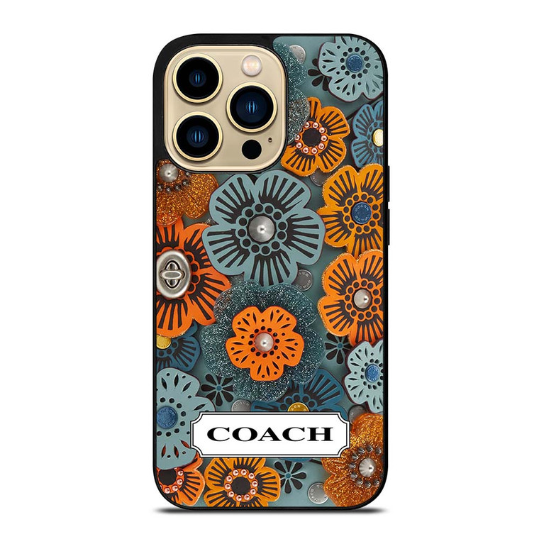 COACH NEW YORK LOGO TEA ROSE PATTERN iPhone 14 Pro Max Case