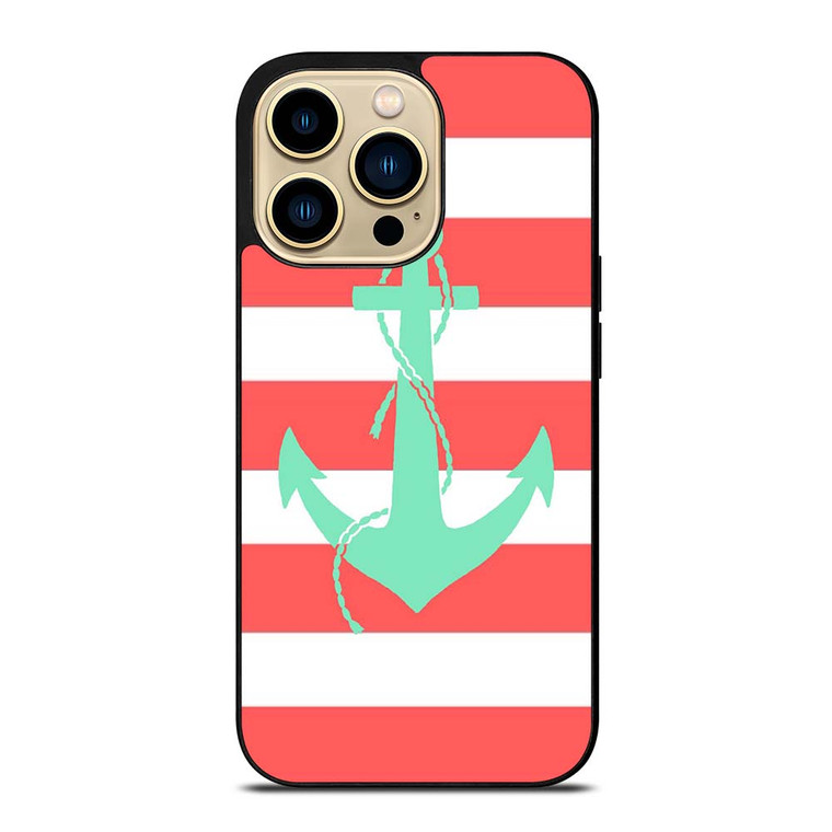 CORAL AND MINT STRIP ANCHOR iPhone 14 Pro Max Case