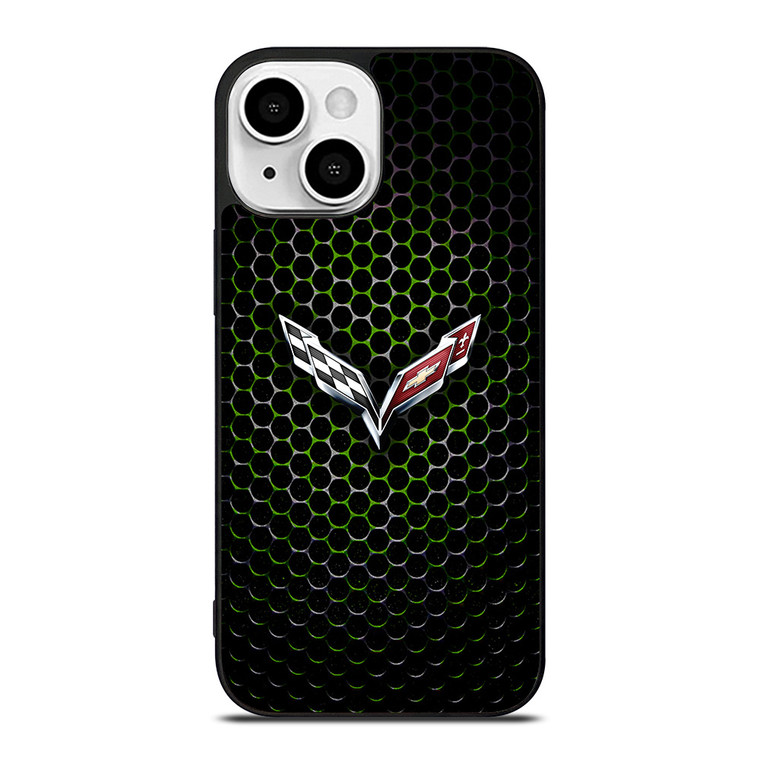 CORVETTE LOGO GREEN METAL iPhone 13 Mini Case CORVETTE LOGO GREEN METAL iPhone 13 Mini Case