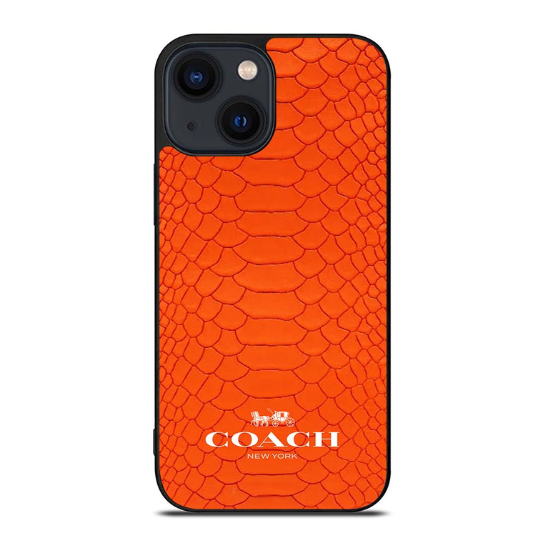 COACH NEW YORK LOGO ORANGE SNAKE iPhone 14 Plus Case