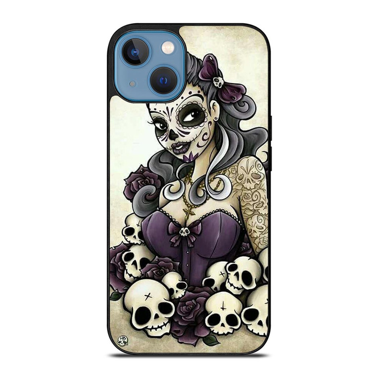SUGAR SKULL TATTOO GIRL iPhone 13 Case