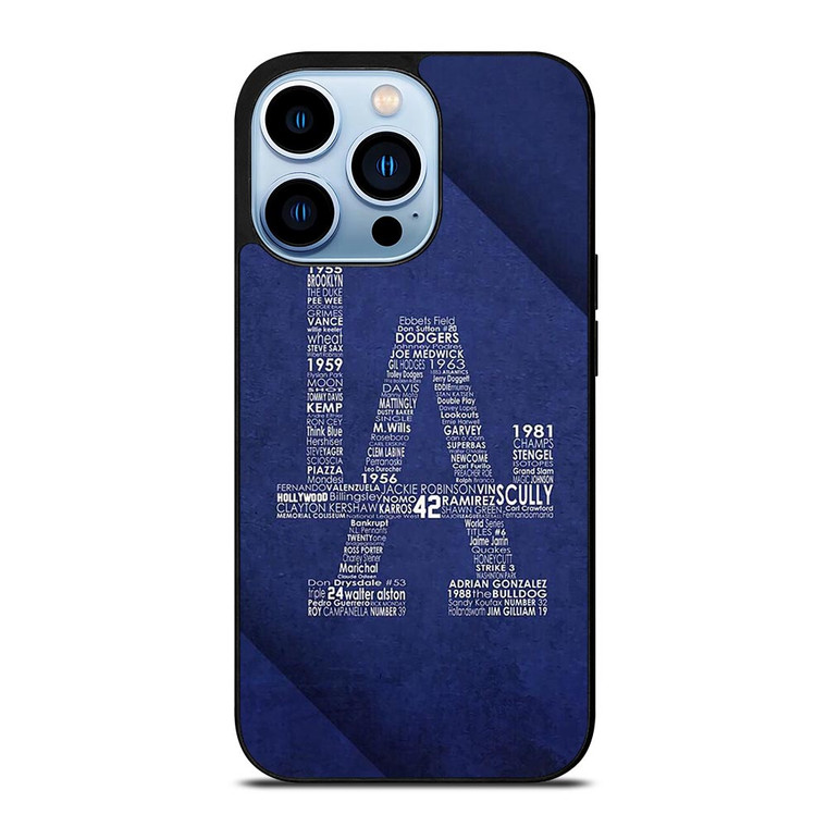 LA DODGERS LOS ANGELES LOGO BASEBALL TEAM TYPOGRAPHY iPhone 13 Pro Max Case