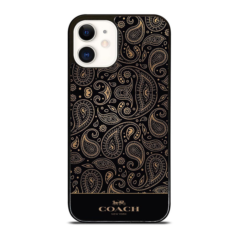 COACH NEW YORK LOGO BATIK BLACK PATTERN iPhone 12 Case