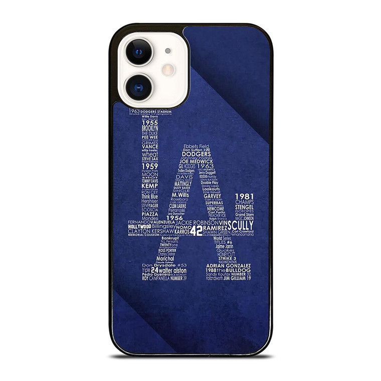 LA DODGERS LOS ANGELES LOGO BASEBALL TEAM TYPOGRAPHY iPhone 12 Case