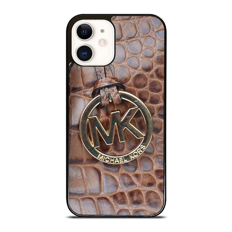 MICHAEL KORS BROWN LEATHER iPhone 12 Case