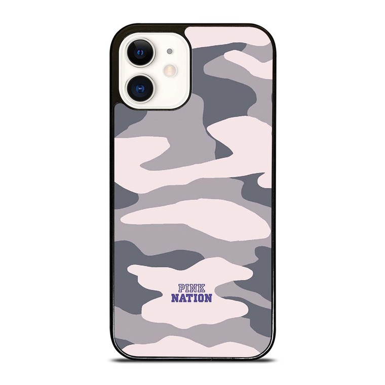 PINK NATION VICTORIA'S SECRET LOGO CAMO iPhone 12 Case