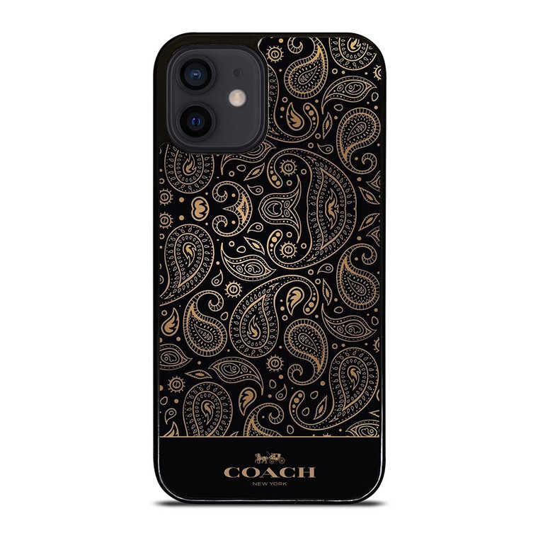 COACH NEW YORK LOGO BATIK BLACK PATTERN iPhone 12 Mini Case