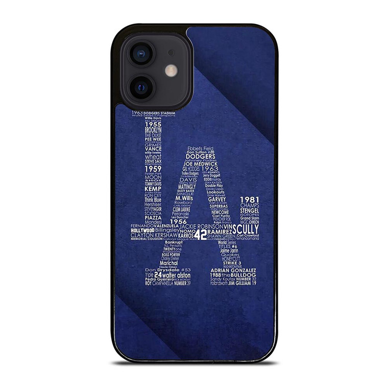 LA DODGERS LOS ANGELES LOGO BASEBALL TEAM TYPOGRAPHY iPhone 12 Mini Case