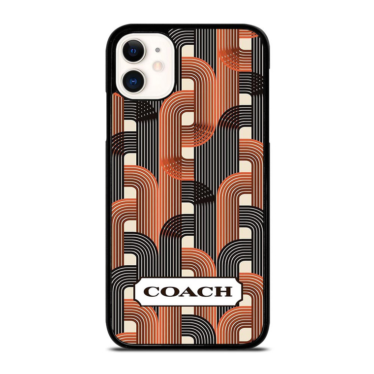 COACH NEW YORK LOGO BLACK BROWN PATTERN iPhone 11 Case