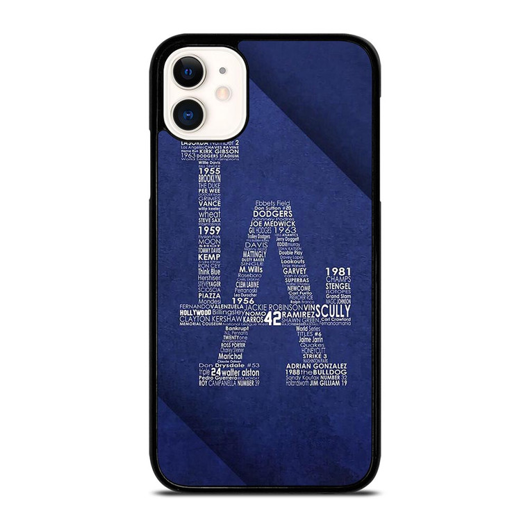 LA DODGERS LOS ANGELES LOGO BASEBALL TEAM TYPOGRAPHY iPhone 11 Case