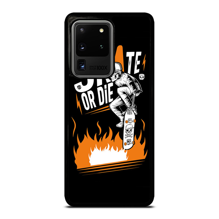 SKULL SKATE OR DIE ORANGE ARTWORK Samsung Galaxy S20 Ultra  Case
