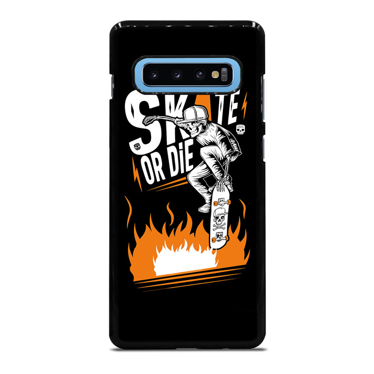 SKULL SKATE OR DIE ORANGE ARTWORK Samsung Galaxy S10 Plus Case