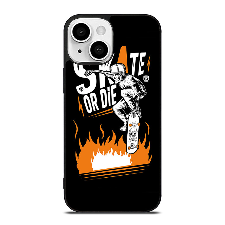 SKULL SKATE OR DIE ORANGE ARTWORK iPhone 13 Mini Case