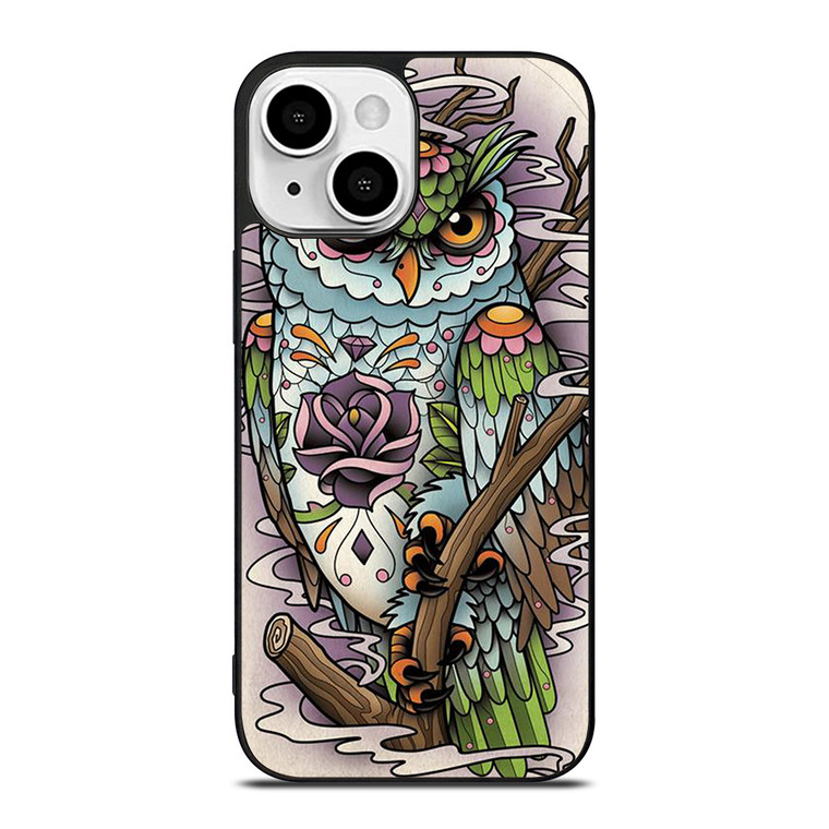 SUGAR SKULL OWL TATTO LOGO iPhone 13 Mini Case