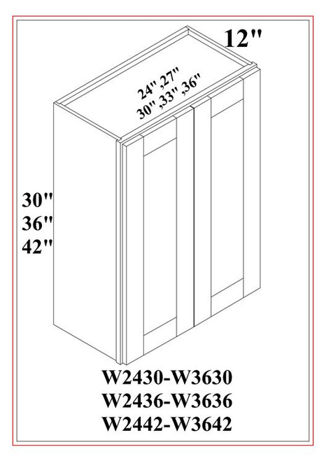 42″ HIGH WALL CABINETS- DOUBLE DOOR - SNB