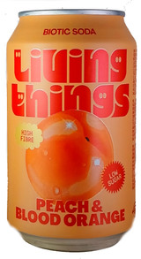 Living Things Peach & Blood Orange Natural Soda 330mL | Low Sugar | Prebiotic | Probiotic