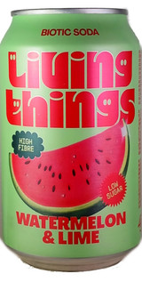 Living Things Watermelon & Lime Natural Soda 330mL | Low Sugar | Prebiotic | Probiotic