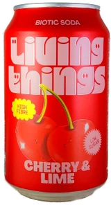 Living Things Cherry & Lime Natural Soda 330mL | Low Sugar | Prebiotic | Probiotic
