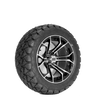 Spyder 14" Gloss Black/Machined Finish with 22X10-14 Timberwolf Tire Set of 4