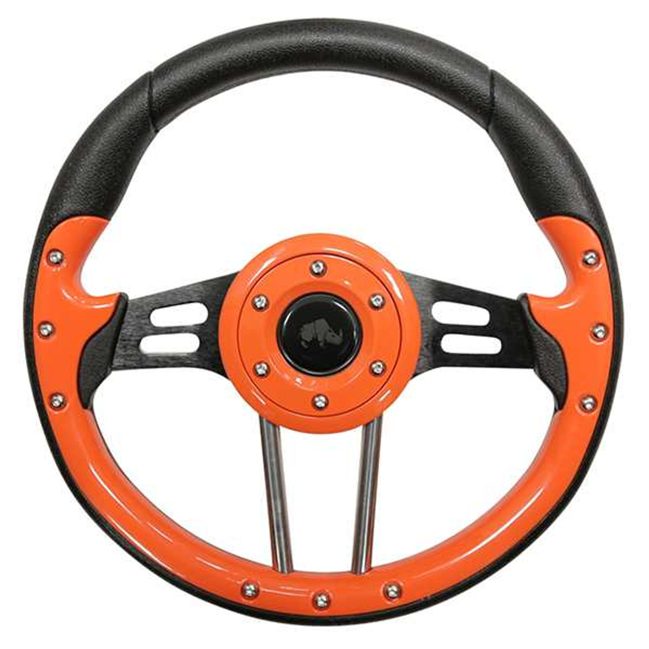 Steering Wheel, Aviator 4 Orange Grip/Black Spokes 13" Diameter