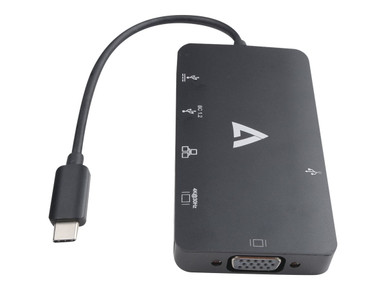 V7UC-U3CRJ45HDVG-BLK -- BLACK USBC TO USB 3.0 RJ45 HDMI AND VGA - ZaynTek