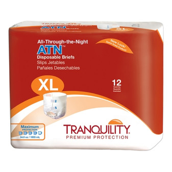 Unisex Adult Incontinence Brief Tranquility® ATN Large Disposable Heavy Absorbency XLARGE BG/12