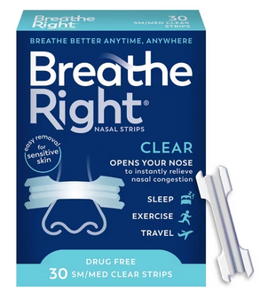 BREATHE RIGHT CLEAR SMALL/MEDIUM STRIP  30 CT