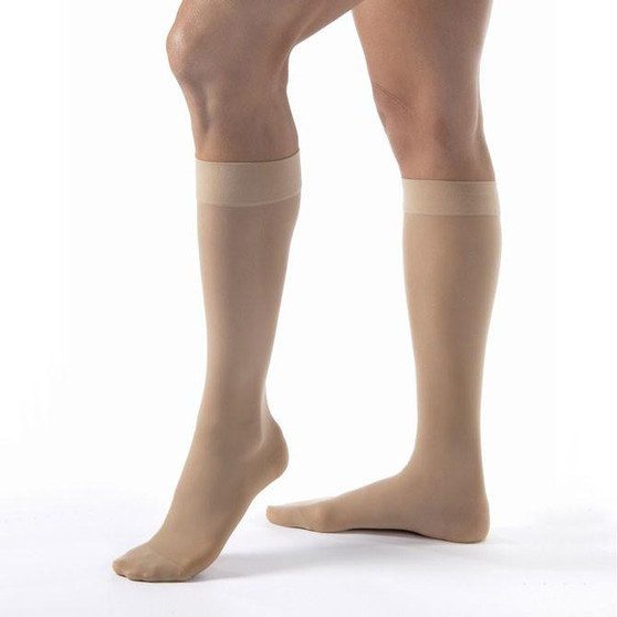 BSN Jobst® Women's UltraSheer Knee-High 15-20mmHg Compression Stockings, Closed Toe, Large, Classic Black
