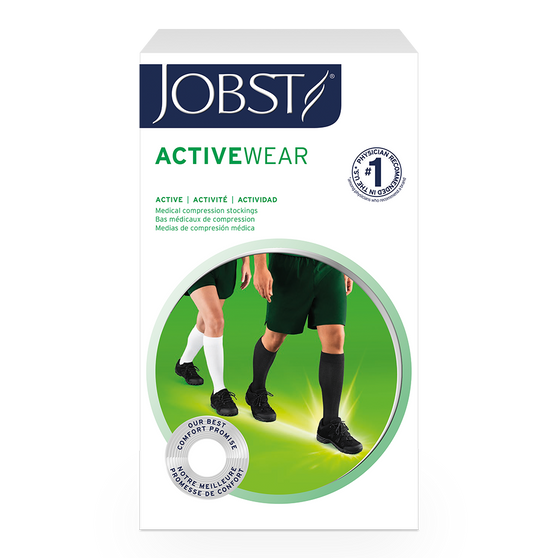 BSN Jobst® Unisex ActiveWear Knee-High 15-20mmHg Compression Socks, Closed Toe, Medium, Cool Black
