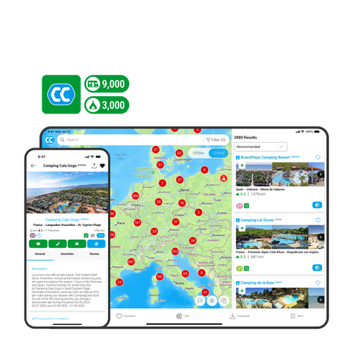 CampingCard ACSI app 2027 (campsites and motorhome pitches)