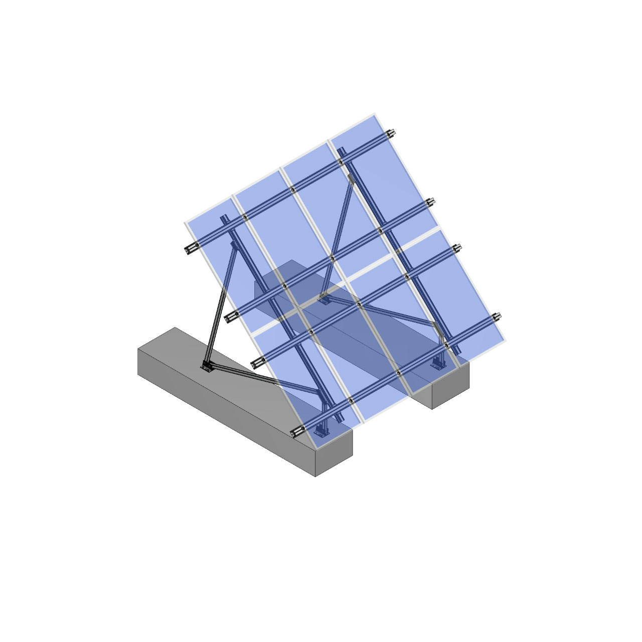 Schletter - PVMax 2Vx4-45deg-Concrete-Transparent-Panels