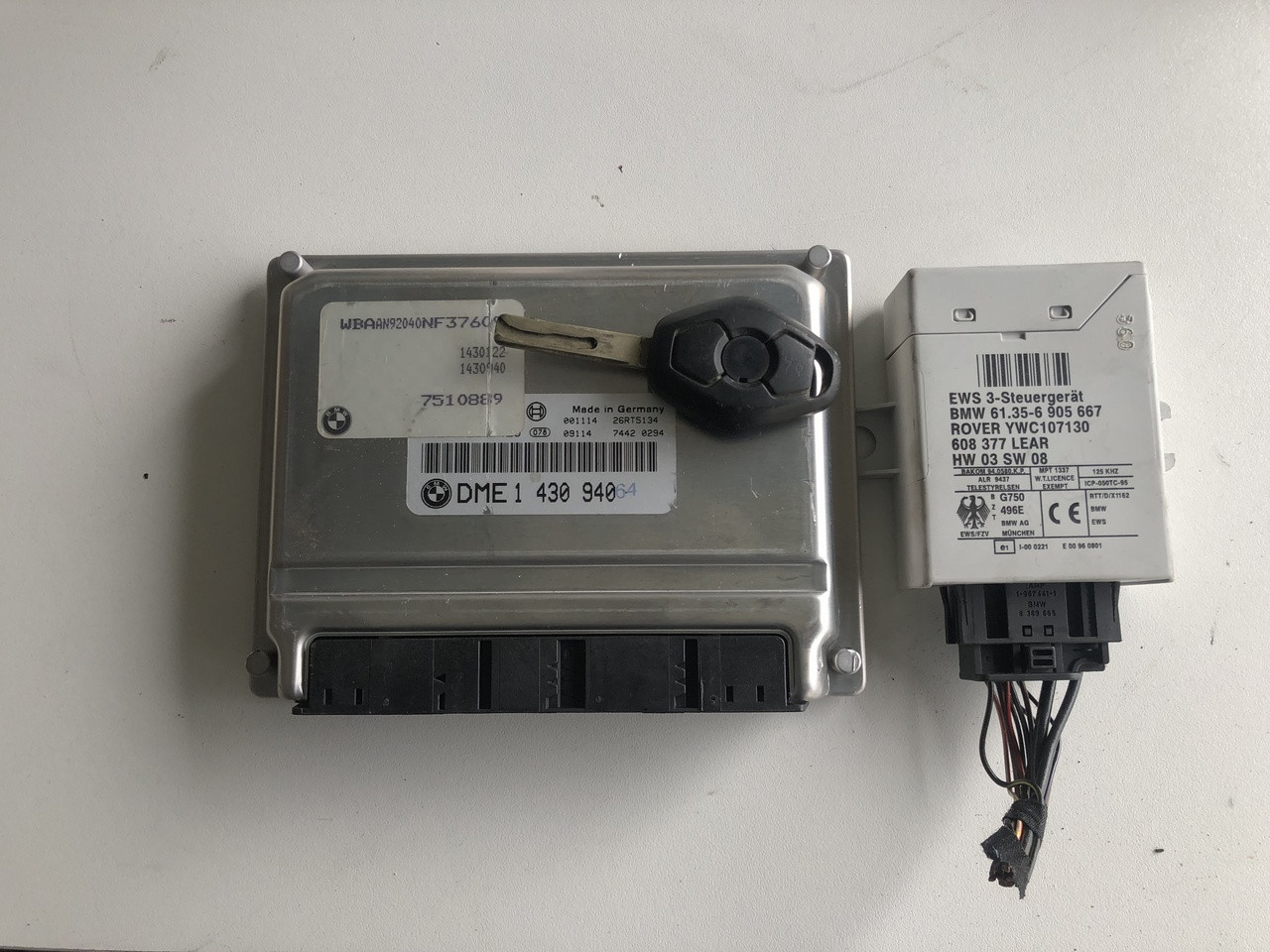 BMW E46 318I AUTO M43 DIAMOND KEY USED ENGINE EWS KIT IMOBILIZER SET ...