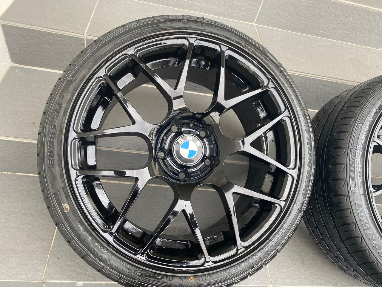 BMW E36 E46 USED GLOSS BLACK STAGGERED BBS REPLICA WHEELS 18 INCH WITH ...