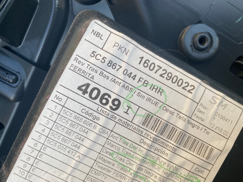 VW BEETLE 2012-2016 USED RHR DOOR TRIM 6C6 867 044 FBIHR