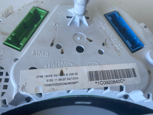 VW BEETLE USED INSTRUMENT CLUSTER 1C0 920 840 C