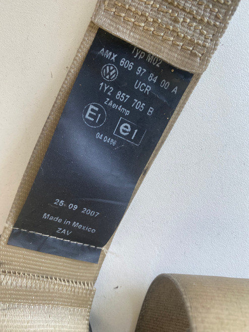 VW BEETLE CONVERTIBLE USED LHF SEAT BELT IN CREAM COLOUR 1Y2 857 705 B