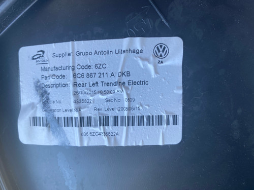 VW POLO 6R LATE USED LHR DOOR TRIM 6C6 867 211 A